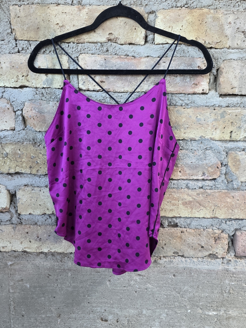 Victoria's Secret Purple Satin-feel Polka Dot Cami Size- XS